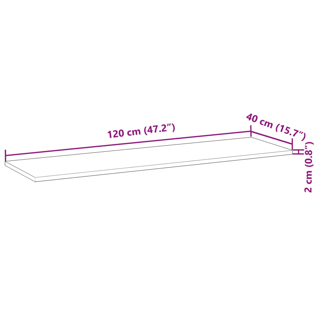 Plate til baderomsskap ubehandlet 120x40x2 cm heltre akasie