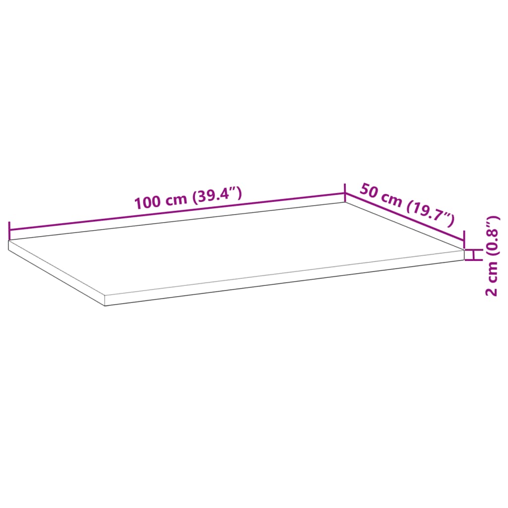 Plate til baderomsskap ubehandlet 100x50x2 cm heltre akasie
