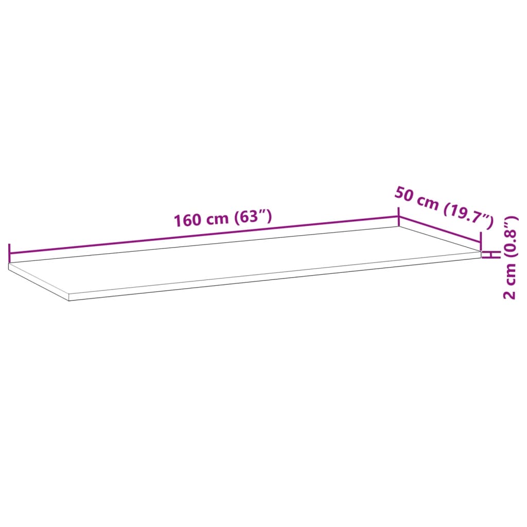 Plate til baderomsskap ubehandlet 160x50x2 cm heltre akasie