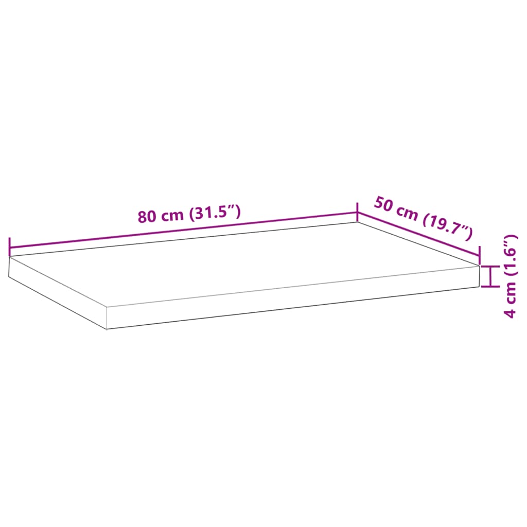 Plate til baderomsskap ubehandlet 80x50x4 cm heltre akasie