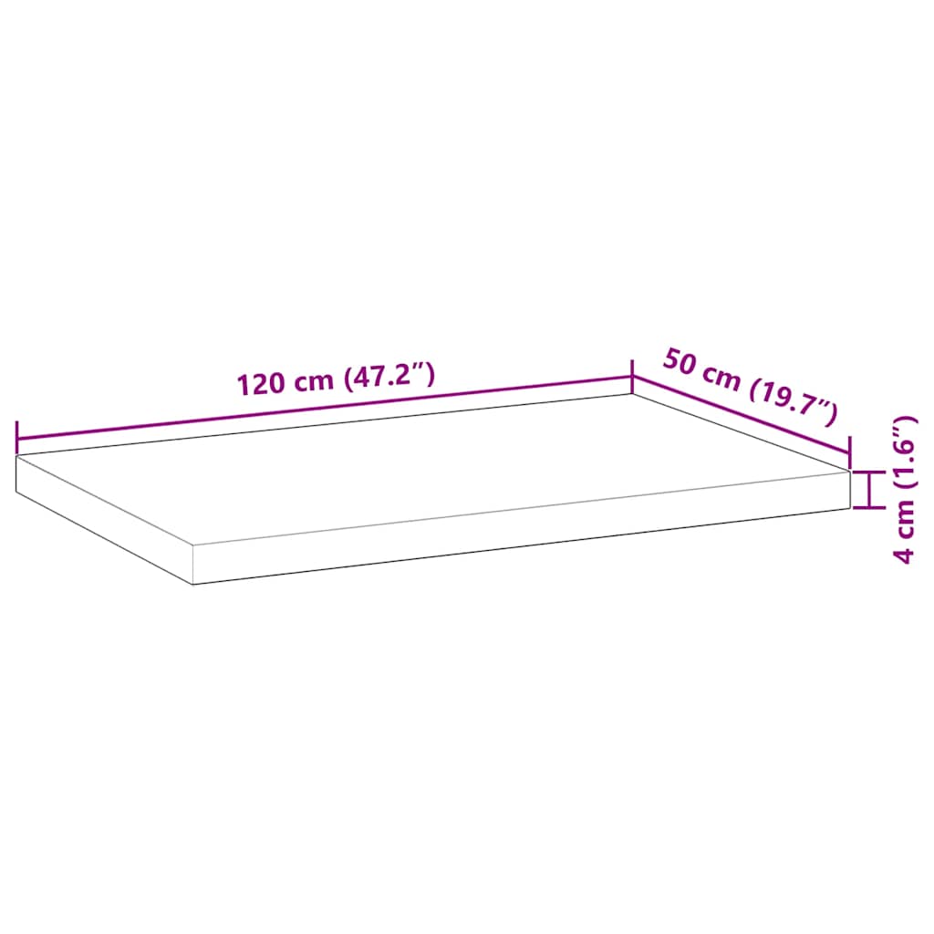 Plate til baderomsskap med finish 120x50x4 cm heltre akasie