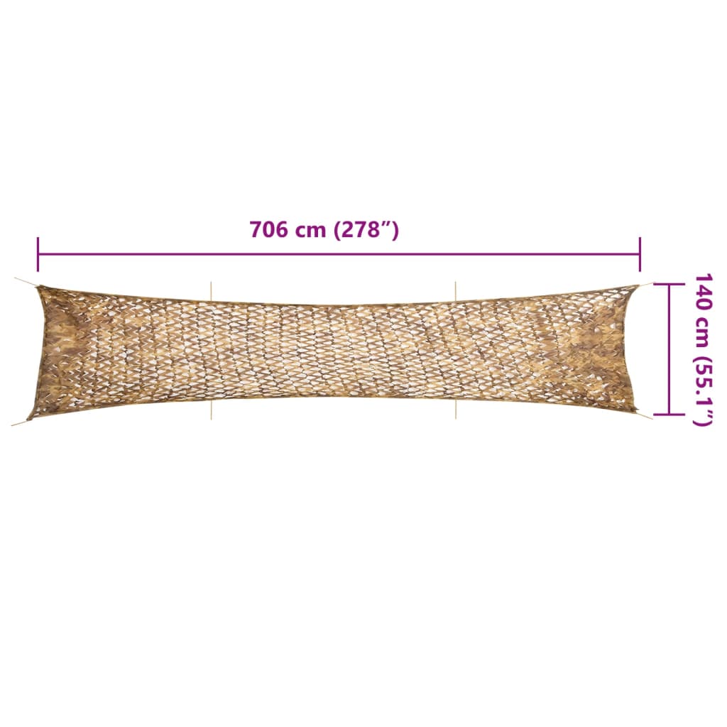 Kamuflasjenett med oppbevaringspose 706x140 cm sand