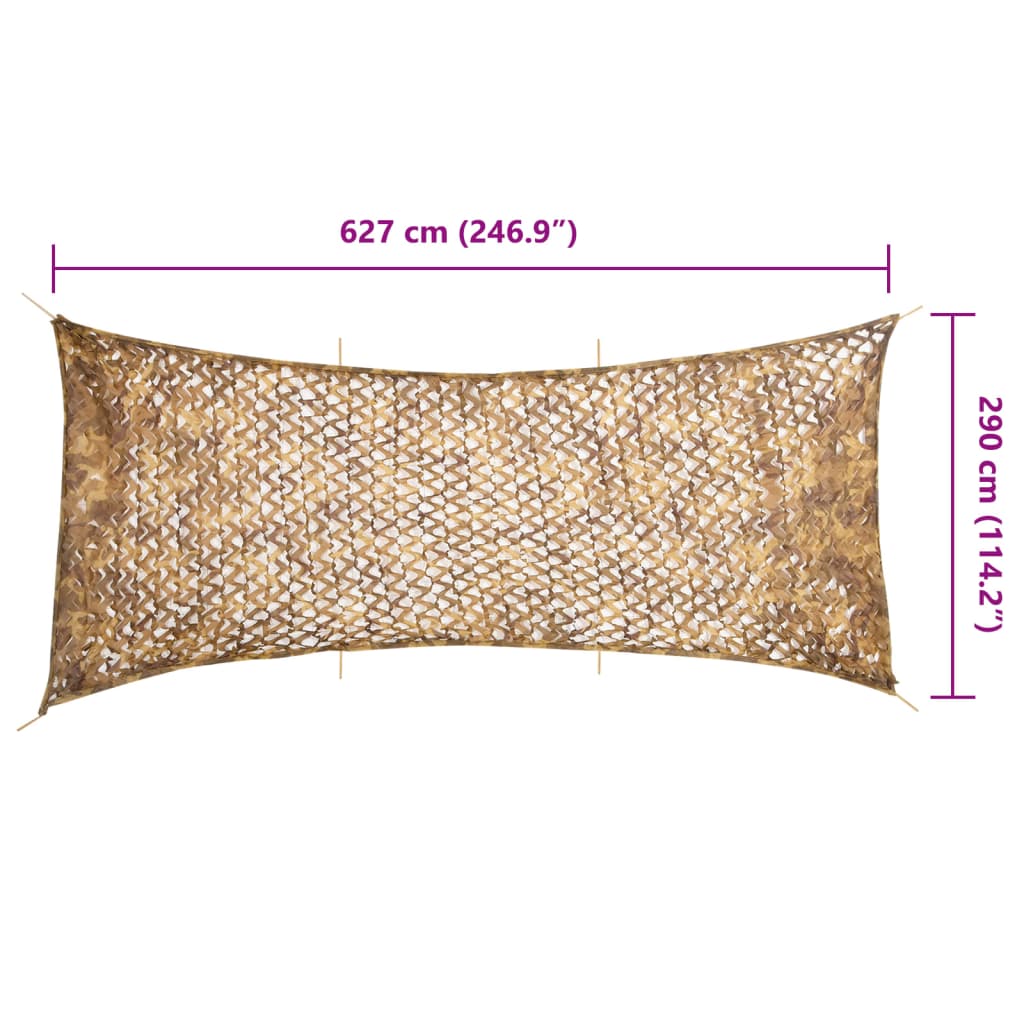 Kamuflasjenett med oppbevaringspose 627x290 cm sand