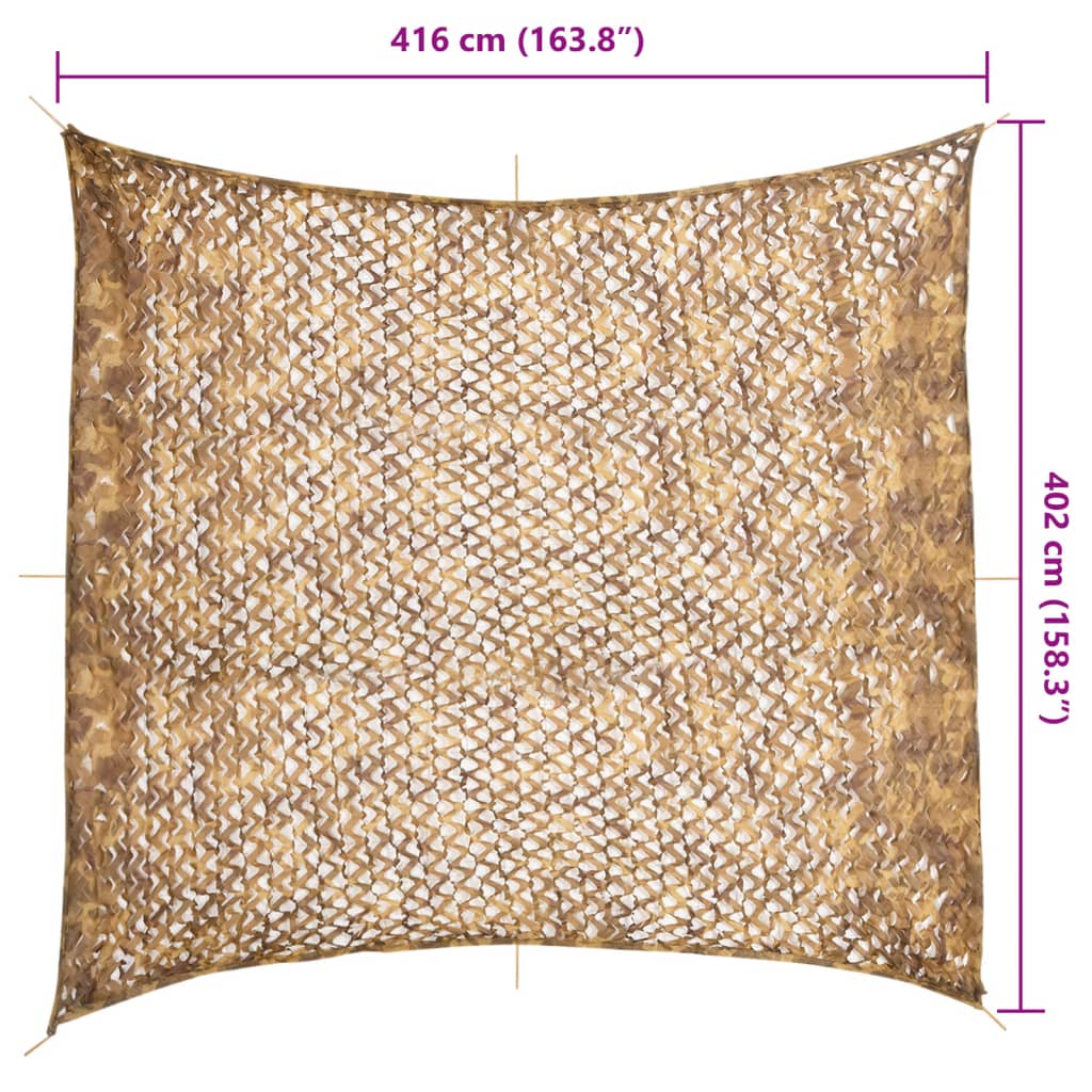 Kamuflasjenett med oppbevaringspose 416x402 cm sand