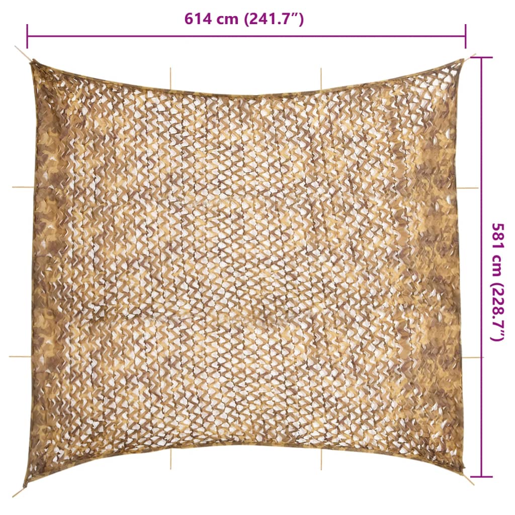 Kamuflasjenett med oppbevaringspose 614x581 cm sand