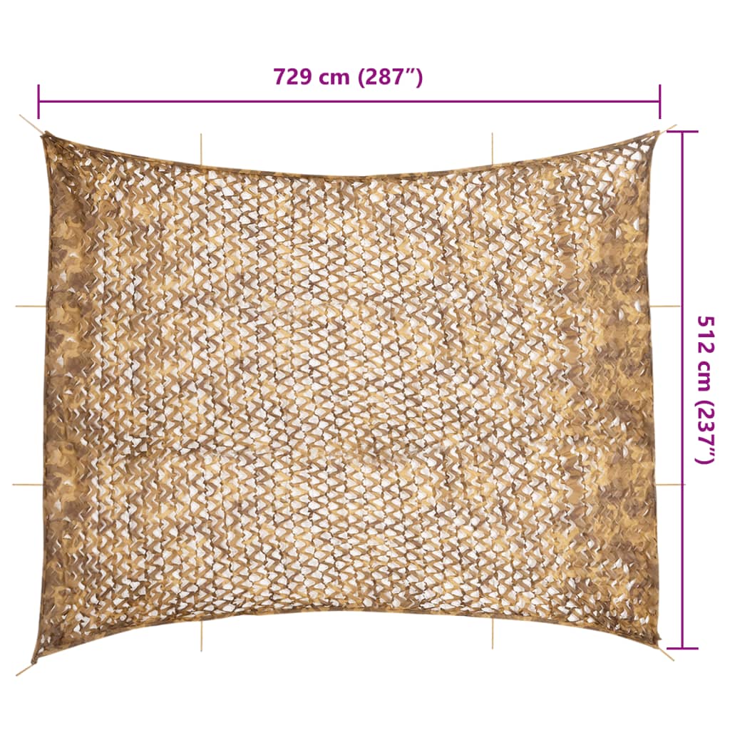 Kamuflasjenett med oppbevaringspose 729x602 cm sand