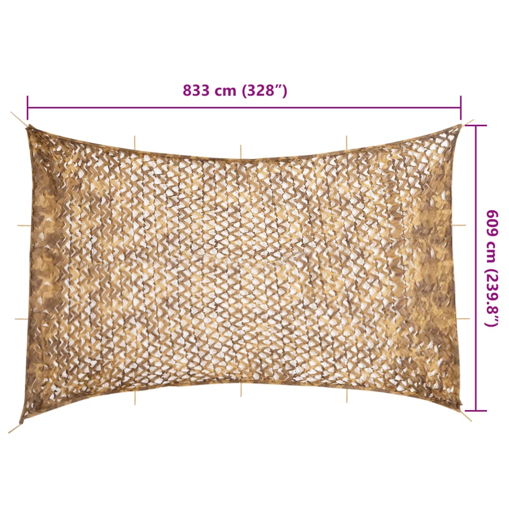 Kamuflasjenett med oppbevaringspose 833x609 cm sand