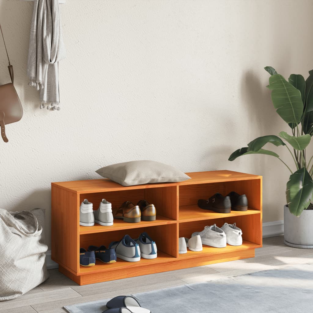 TV-benk voksbrun 110x34x45 cm heltre furu