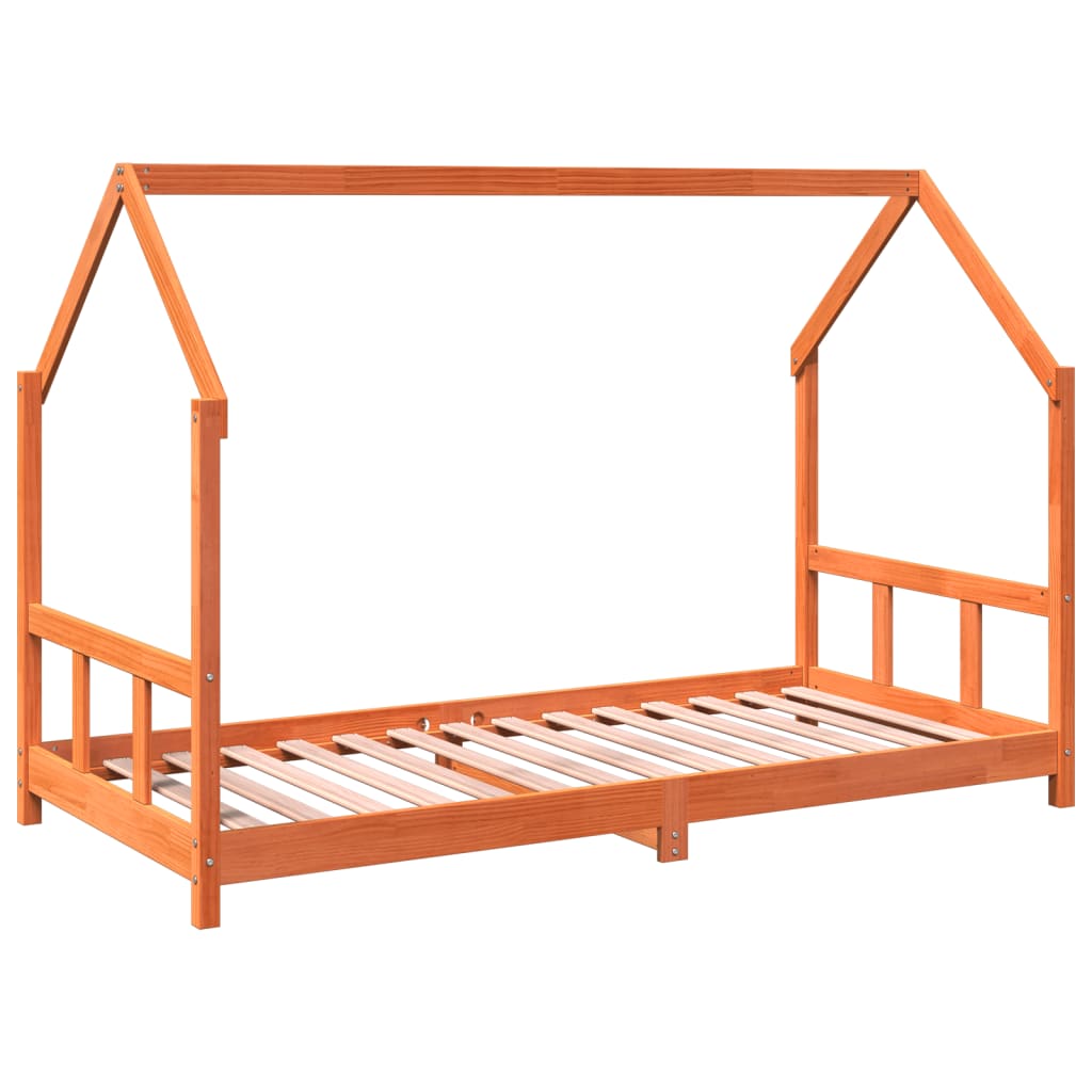Sengeramme for barn voksbrun 90x190 cm heltre furu