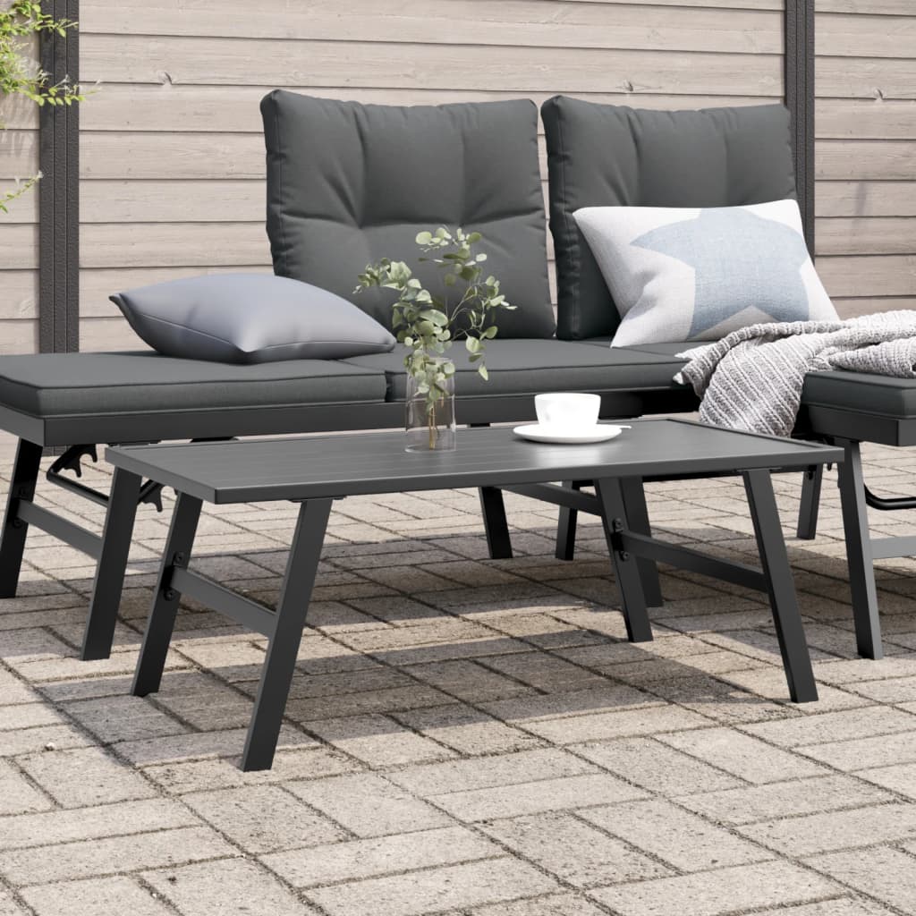 Utendørs salongbord svart 90x45x35 cm pulverlakkert stål vidaXL