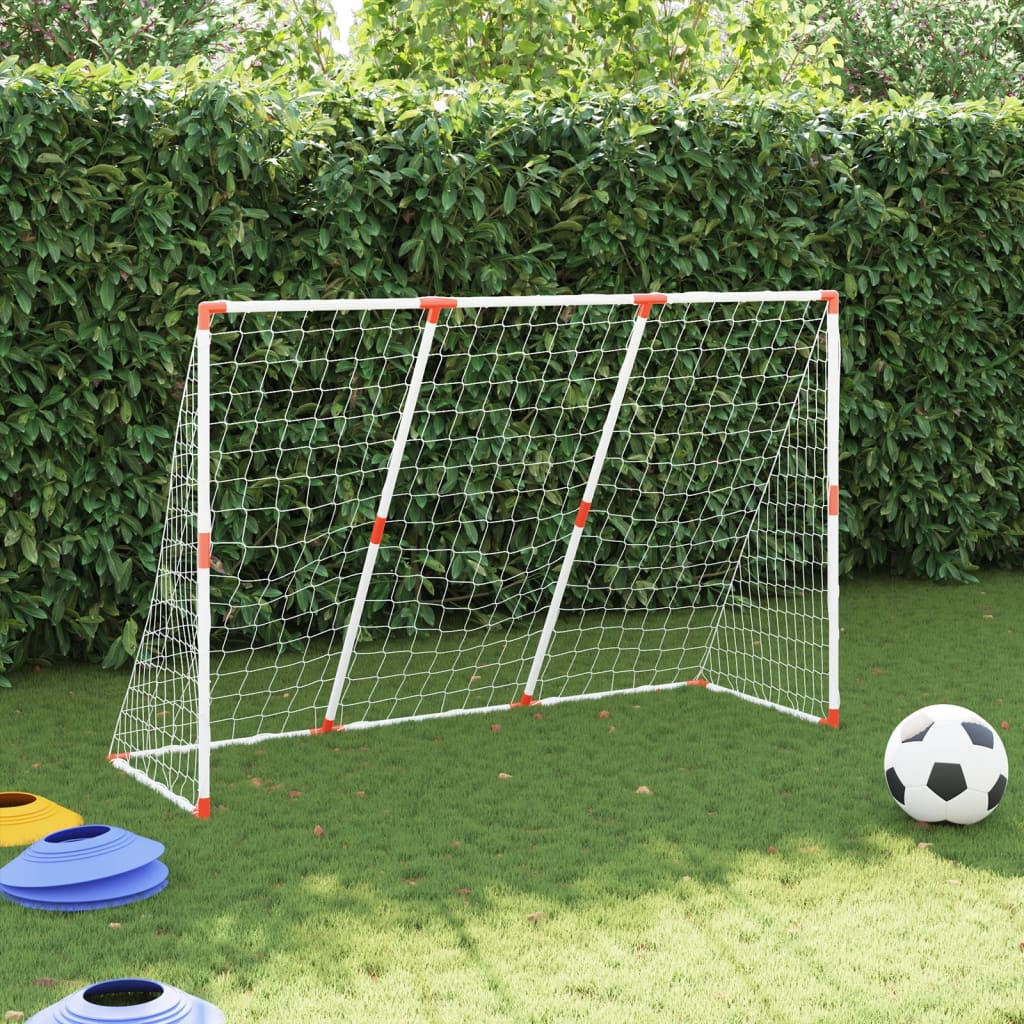 Fotballmål for barn med baller 2-i-1 hvit 184x64x124 cm