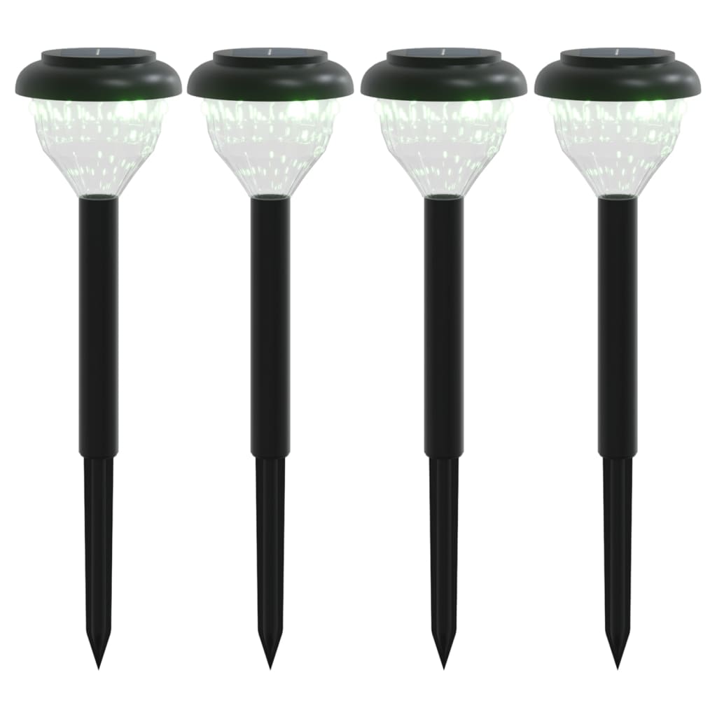 Soldrevne lamper for sti med jordplugg 4 stk varmhvit og RGB