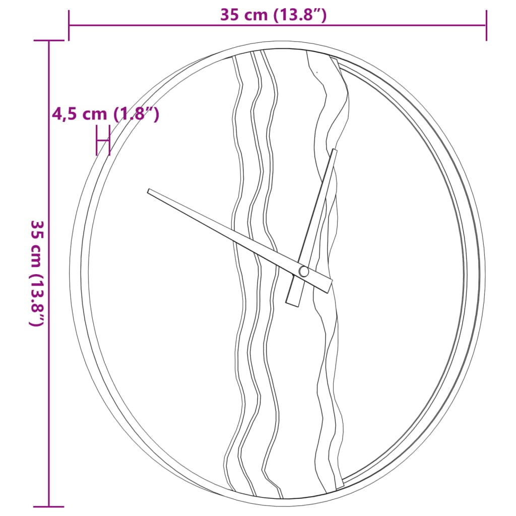 Veggklokke brun Ø35 cm jern og eik