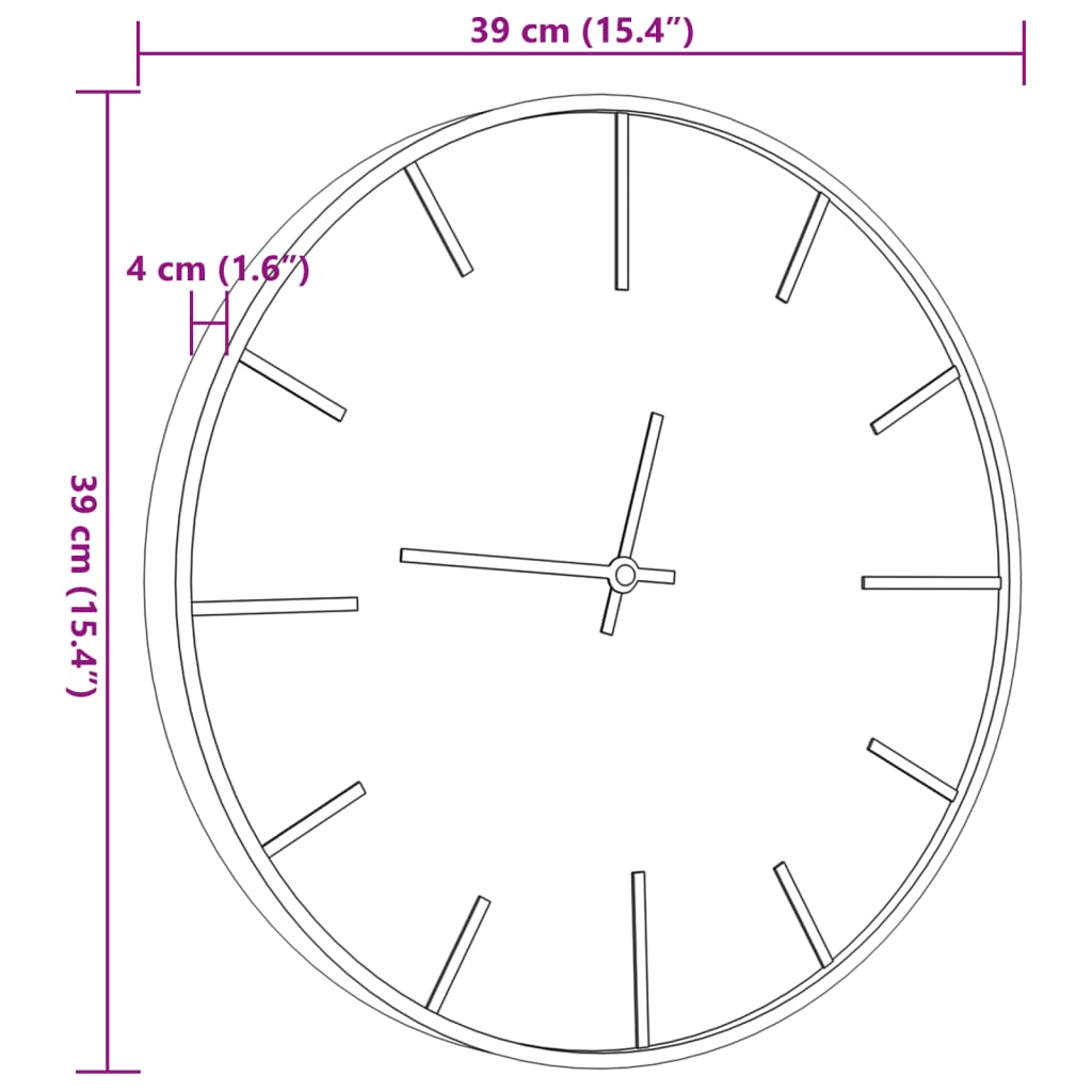 Veggklokke brun Ø39 cm jern og konstruert tre
