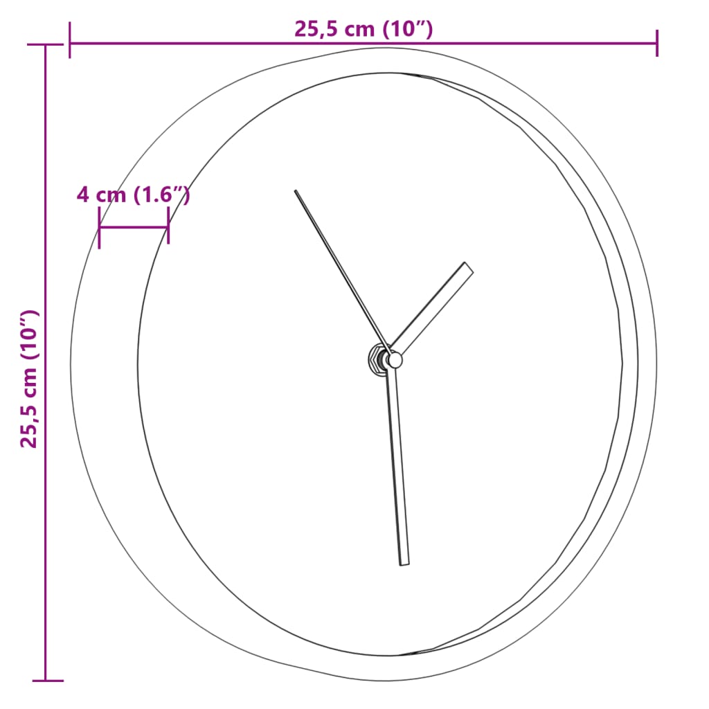 Veggklokke rosa Ø25,5 cm polystyren og glass