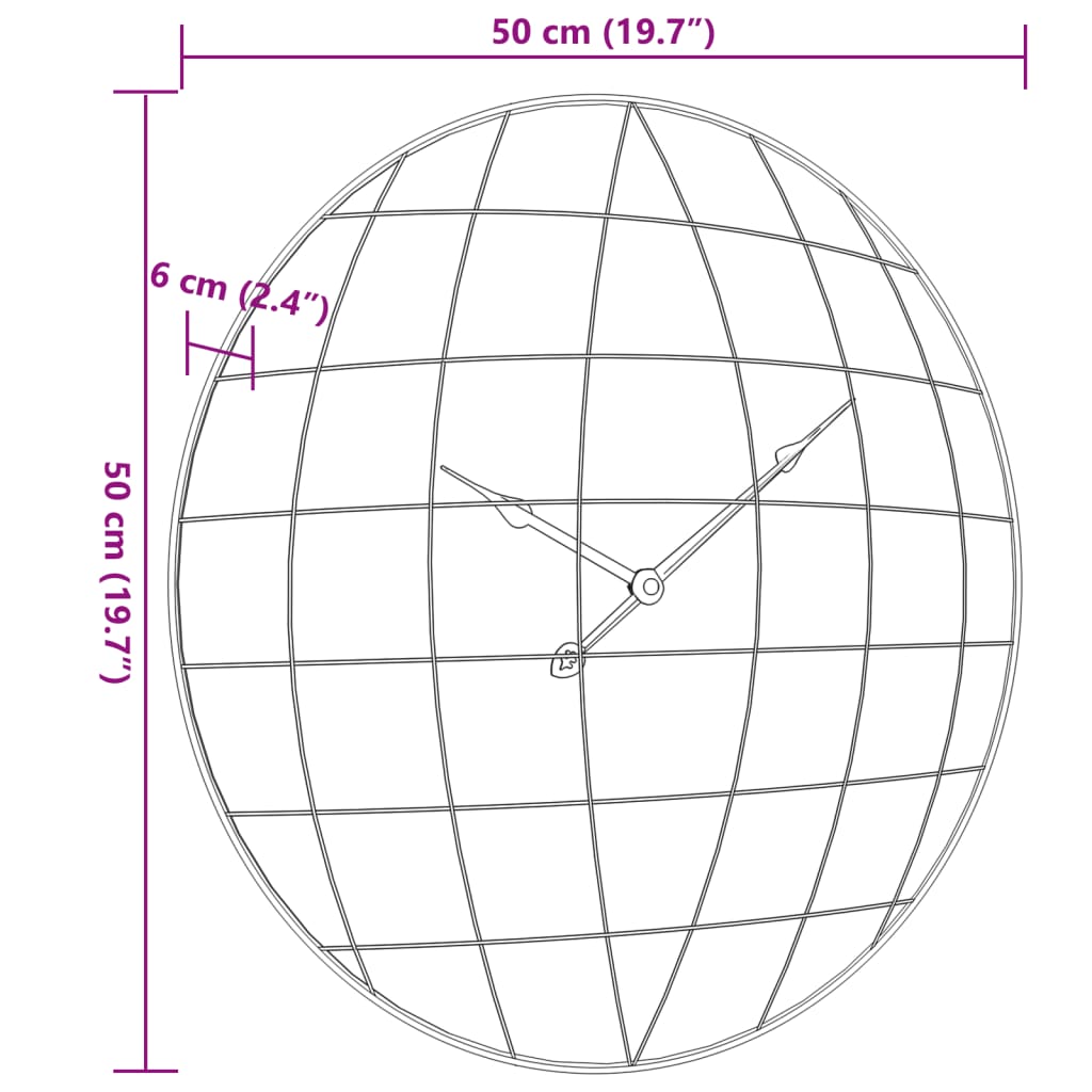 Veggklokke gul og svart Ø50 cm konstruert tre
