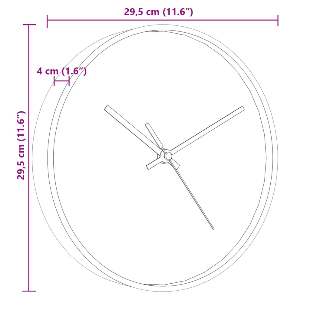 Veggklokke gull og hvit Ø29,5 cm polystyren og glass