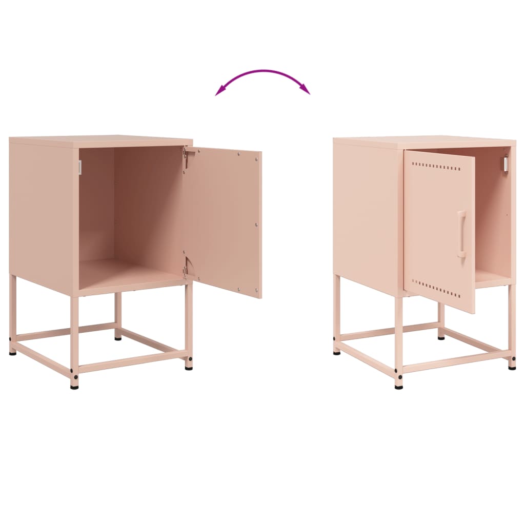 Nattbord 2 stk rosa 36x39x60,5 cm stål
