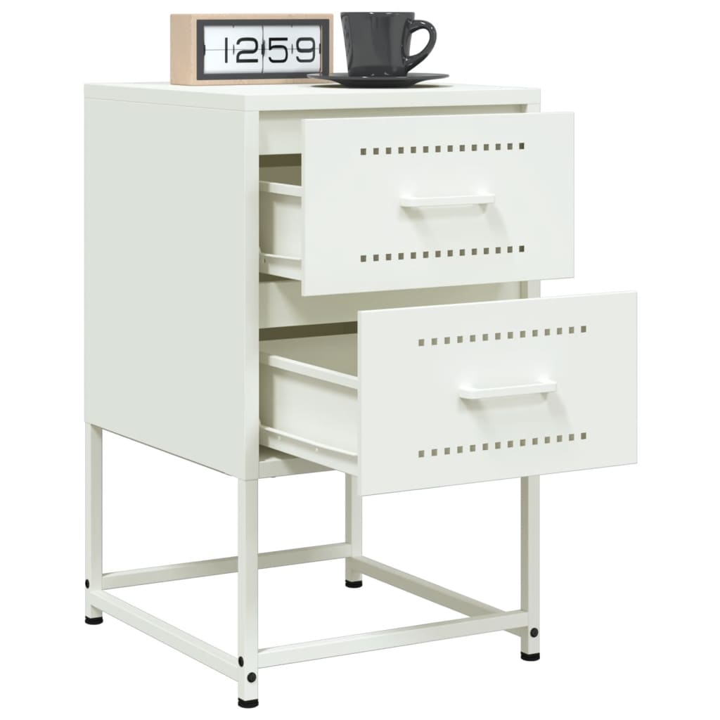 Nattbord 2 stk hvit 36x39x60,5 cm stål