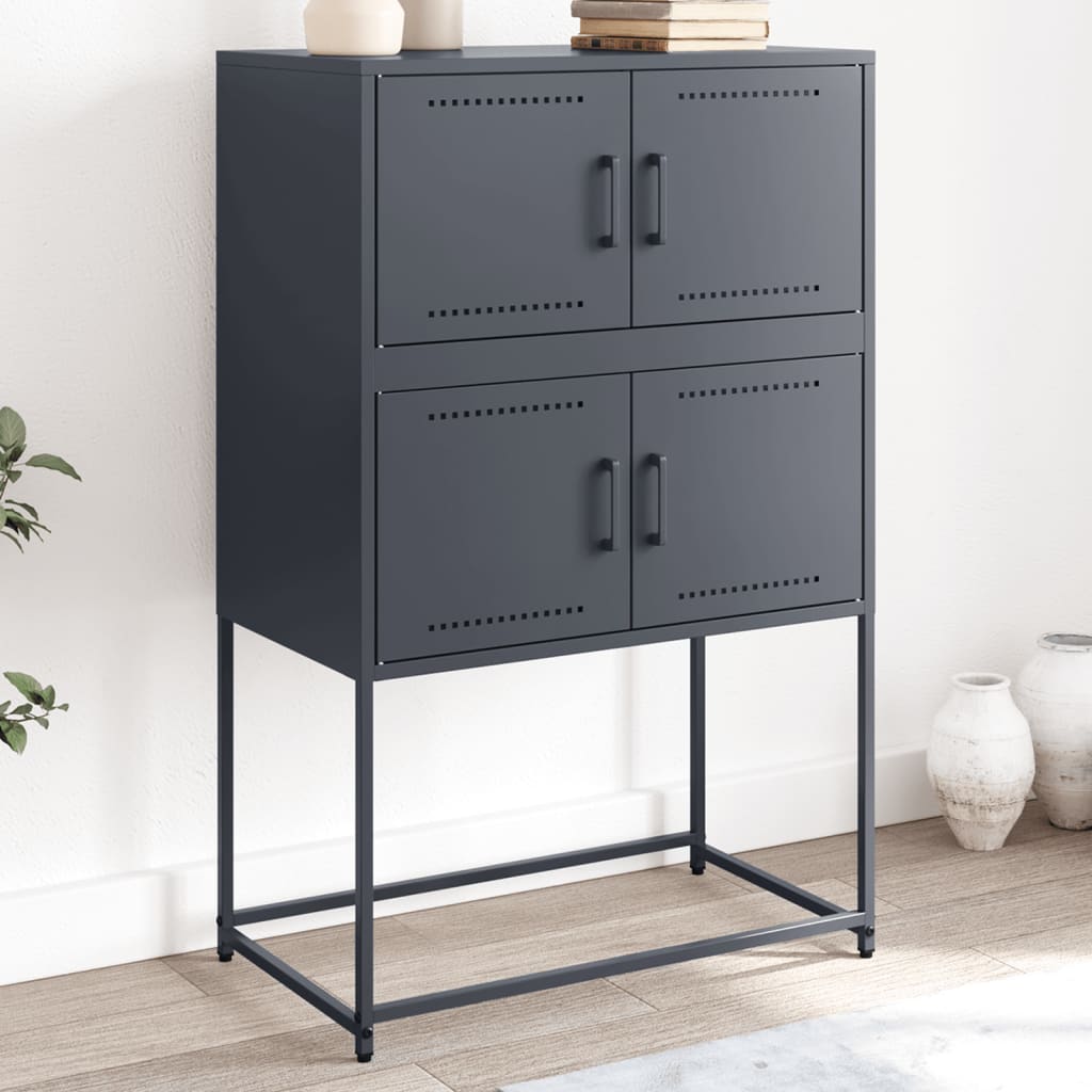 Skjenk antrasitt 68,5x38,5x107 cm stål
