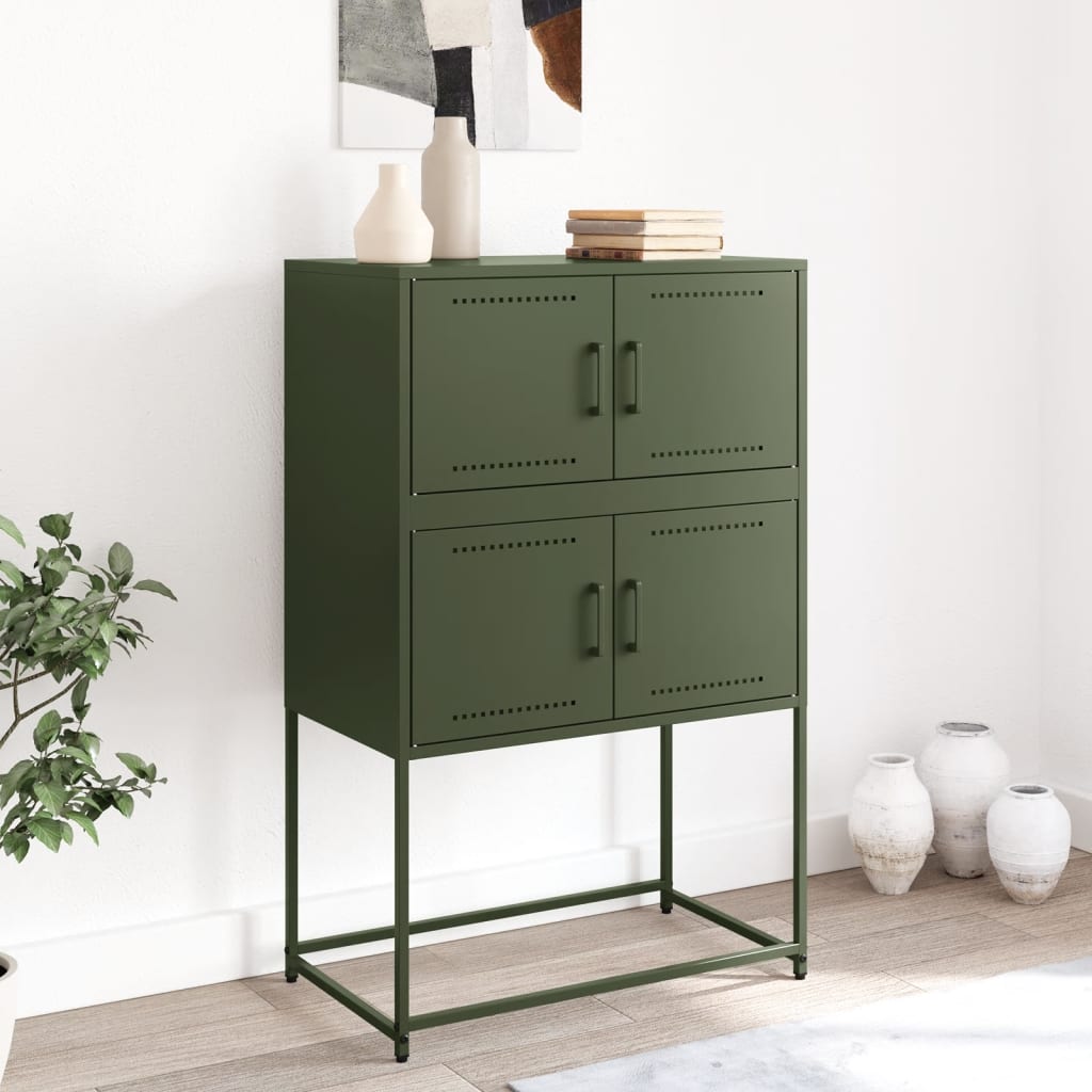 Skjenk olivengrønn 68,5x38,5x107 cm stål