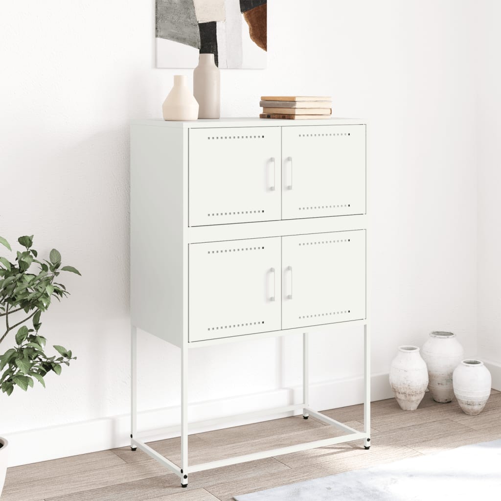 Skjenk hvit 68,5x38,5x107 cm stål