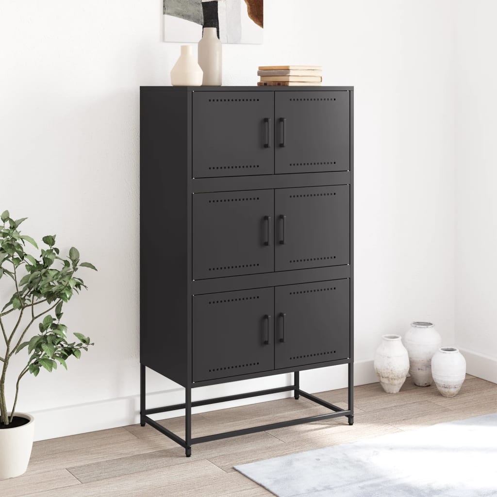 Skjenk svart 68,5x38,5x123,5 cm stål