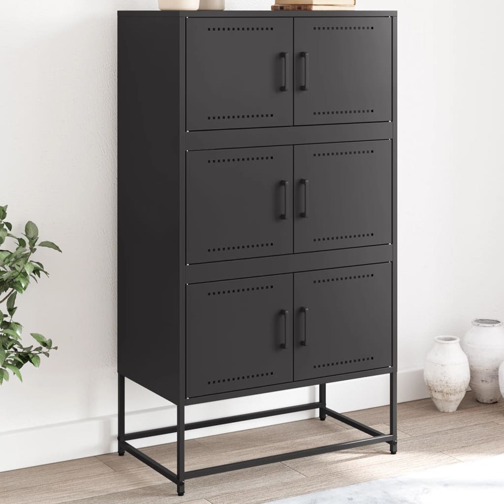 Skjenk svart 68,5x38,5x123,5 cm stål