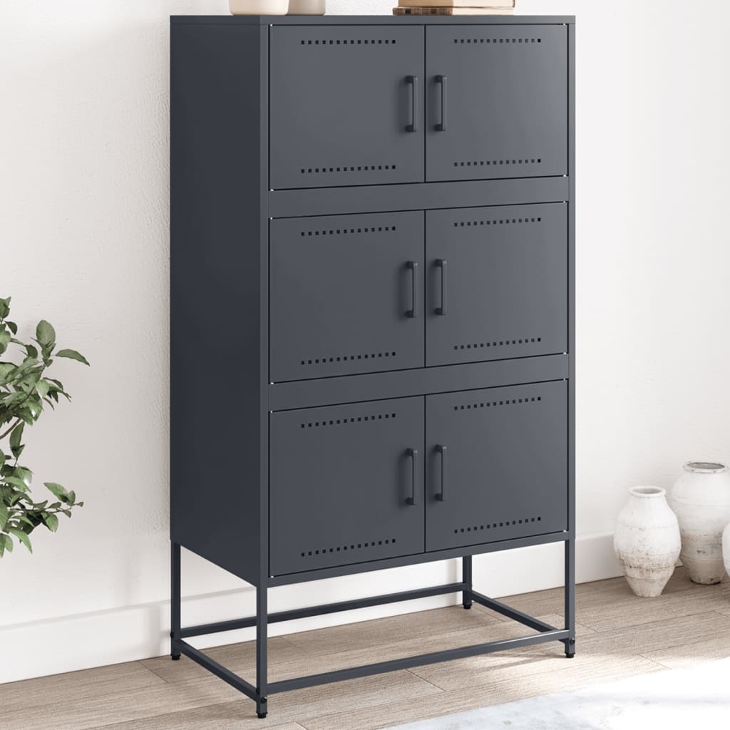 Skjenk antrasitt 68,5x38,5x123,5 cm stål