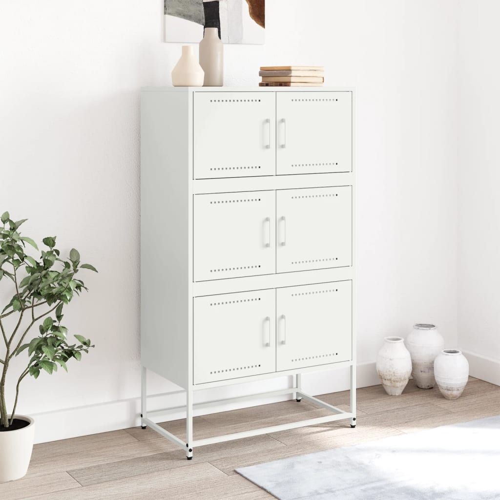 Skjenk hvit 68,5x38,5x123,5 cm stål
