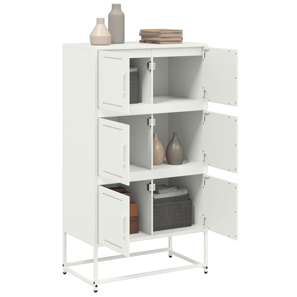 Skjenk hvit 68,5x38,5x123,5 cm stål