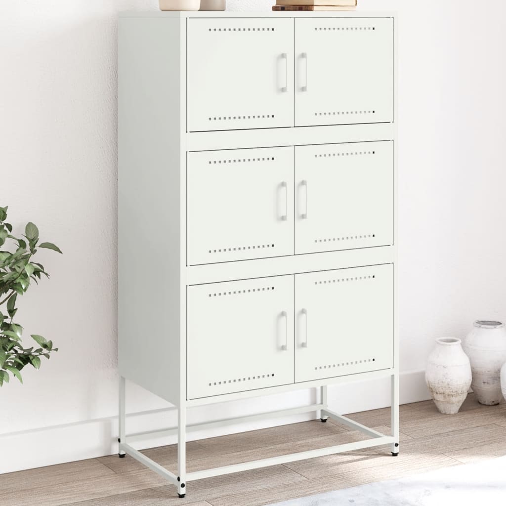 Skjenk hvit 68,5x38,5x123,5 cm stål