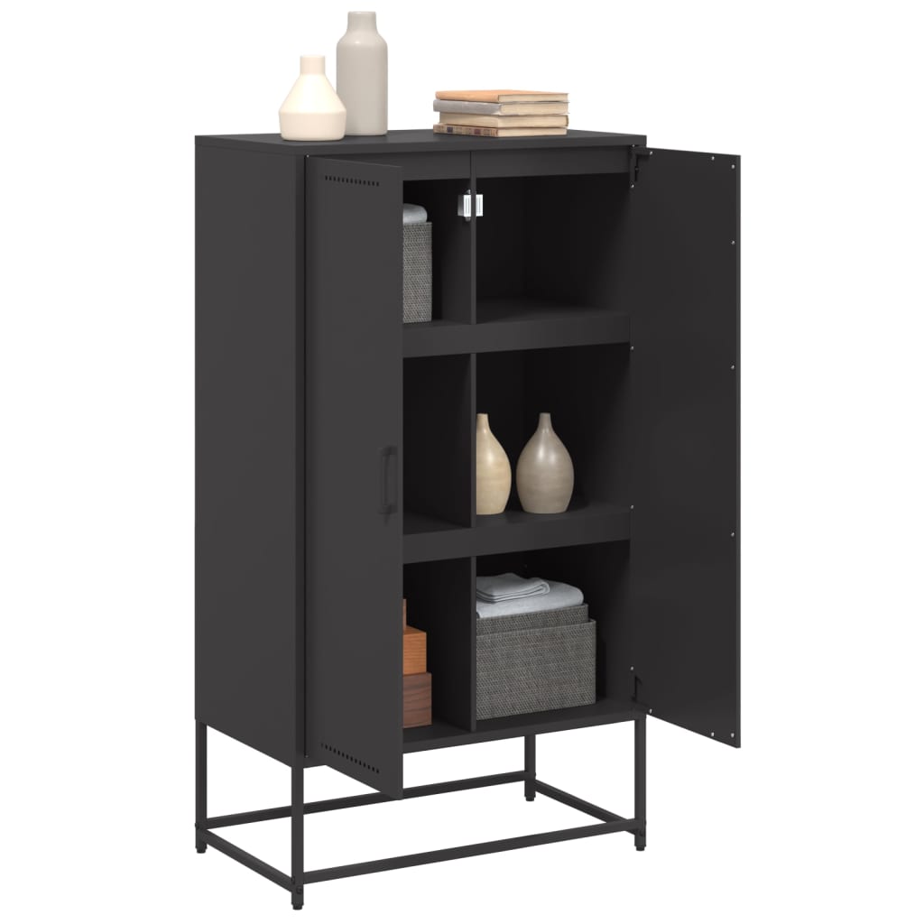 Highboard svart 68,5x38,5x123,5 cm stål