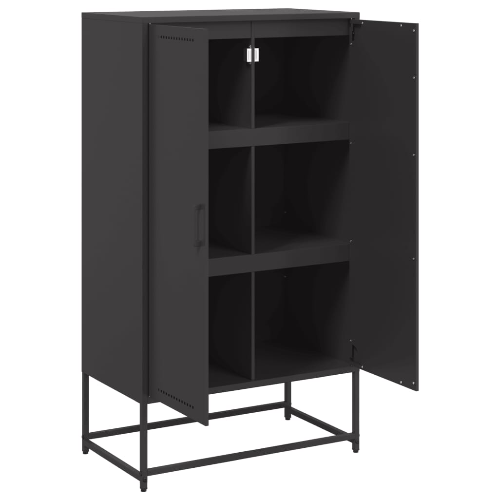 Highboard svart 68,5x38,5x123,5 cm stål