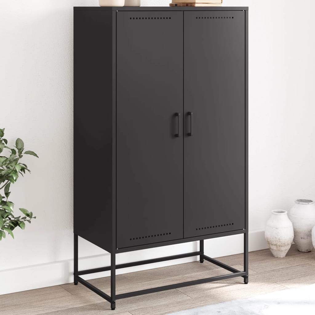 Highboard svart 68,5x38,5x123,5 cm stål