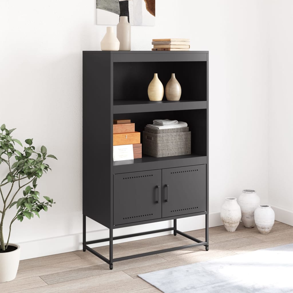 Highboard svart 68,5x38,5x123,5 cm stål
