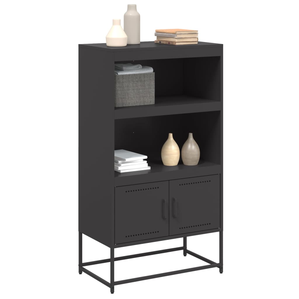 Highboard svart 68,5x38,5x123,5 cm stål