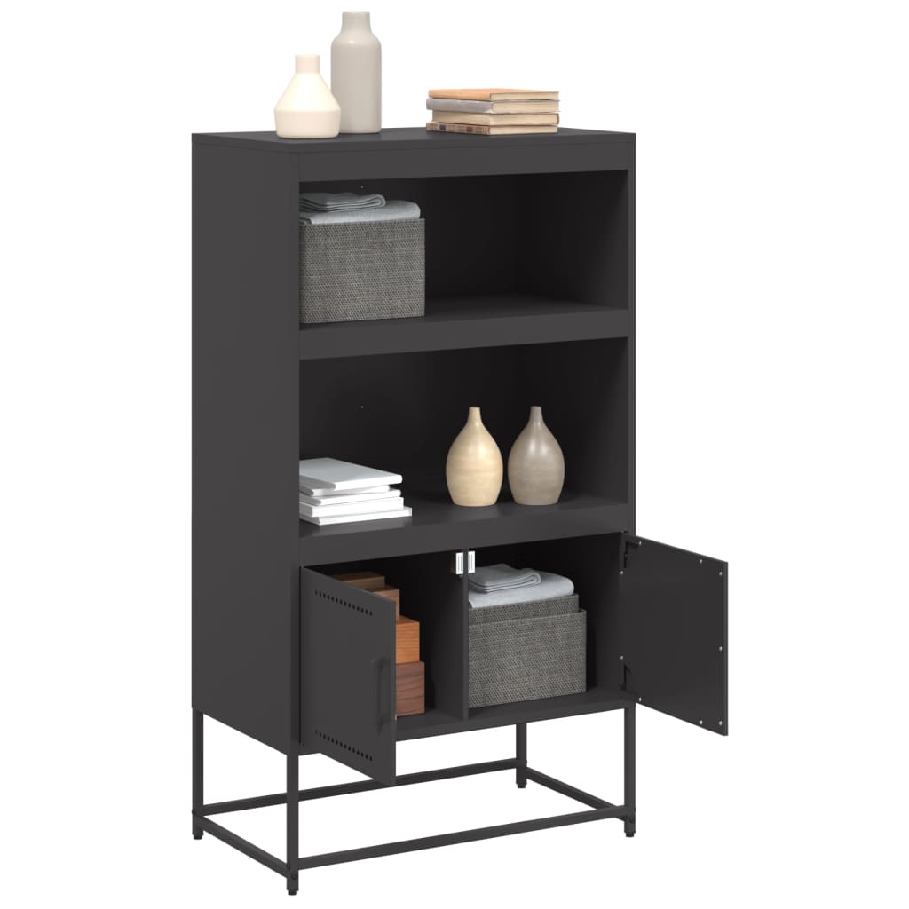 Highboard svart 68,5x38,5x123,5 cm stål