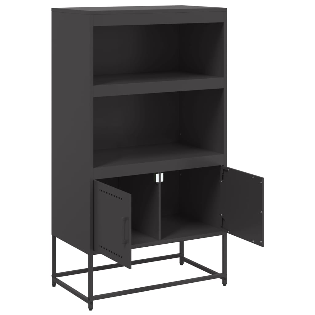 Highboard svart 68,5x38,5x123,5 cm stål