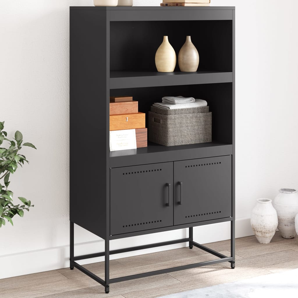Highboard svart 68,5x38,5x123,5 cm stål