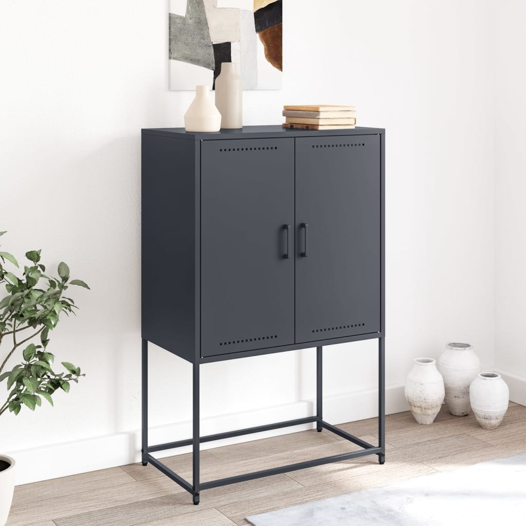 Highboard antrasitt 68,5x38,5x107 cm stål