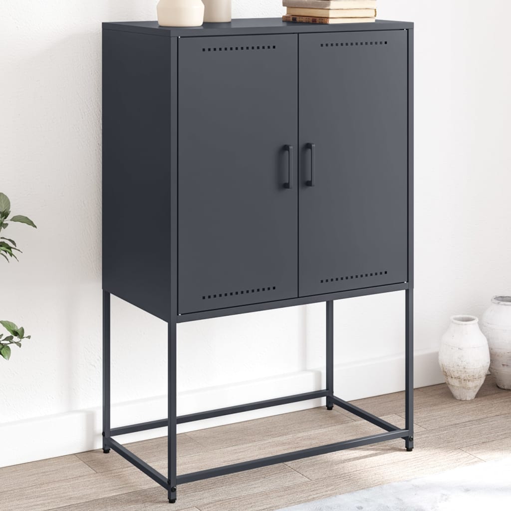 Highboard antrasitt 68,5x38,5x107 cm stål