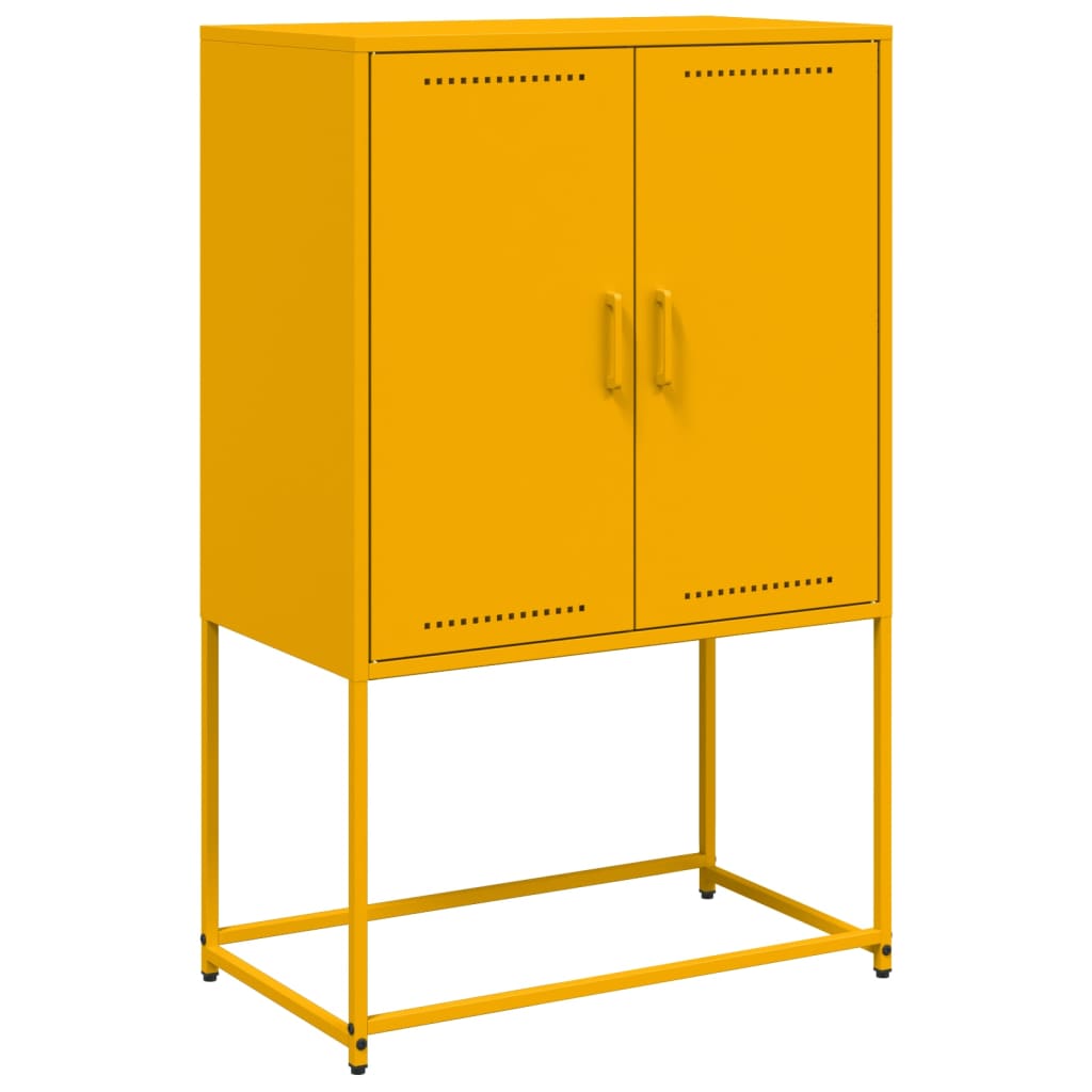 Highboard sennepsgul 68,5x38,5x107 cm stål