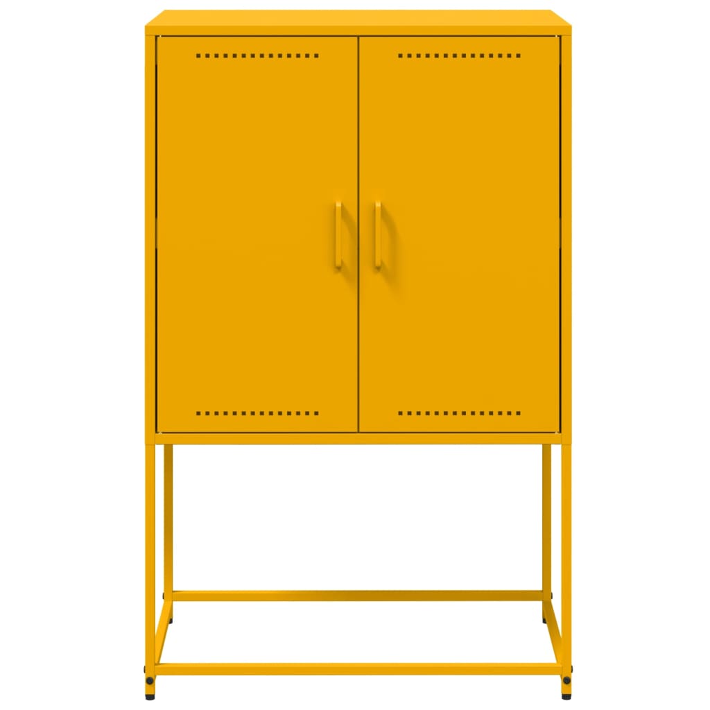 Highboard sennepsgul 68,5x38,5x107 cm stål