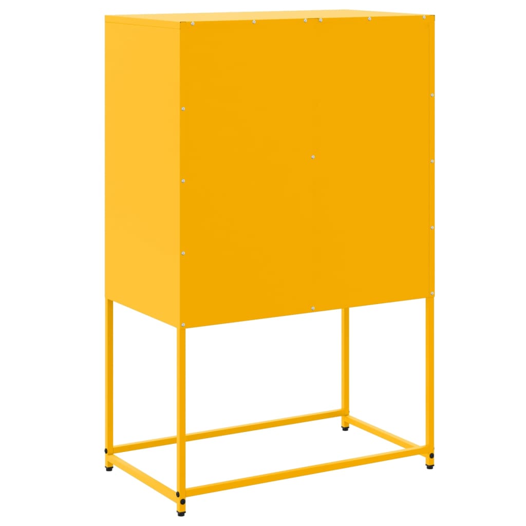 Highboard sennepsgul 68,5x38,5x107 cm stål