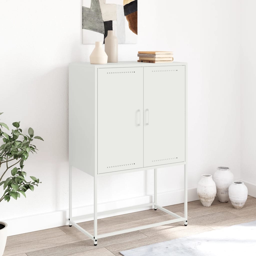 Highboard hvit 68,5x38,5x107 cm stål