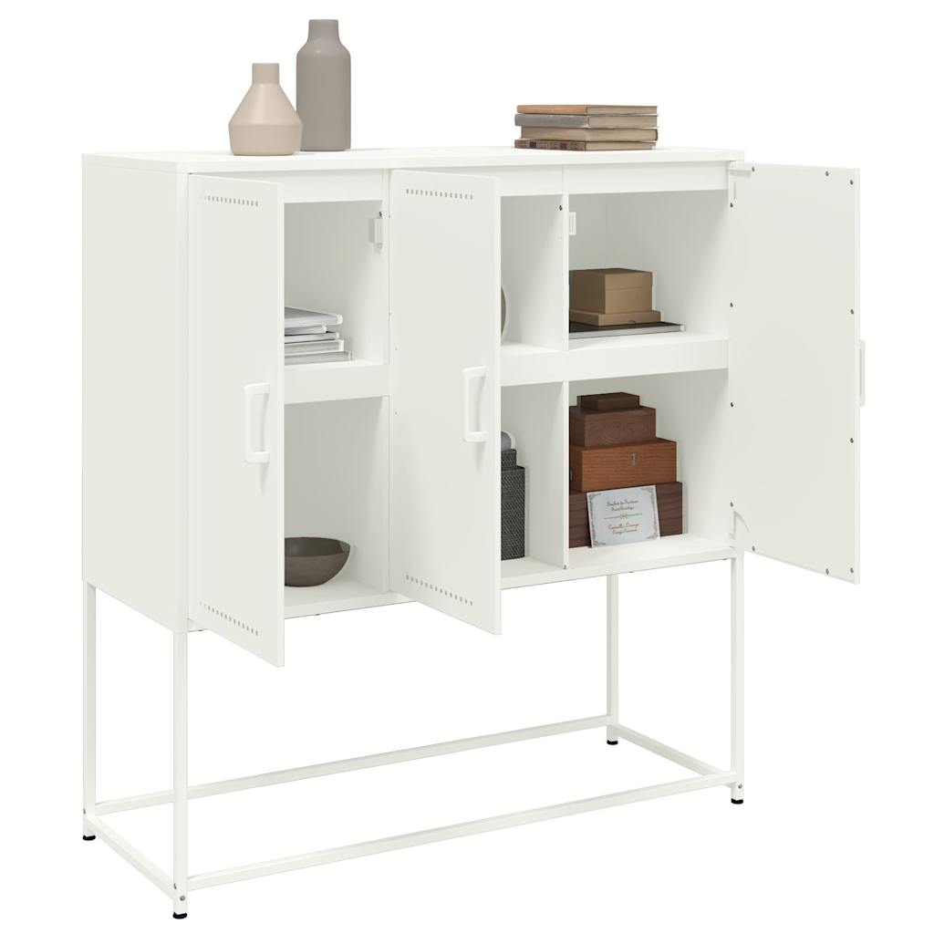 Highboard hvit 100,5x39x107 cm stål