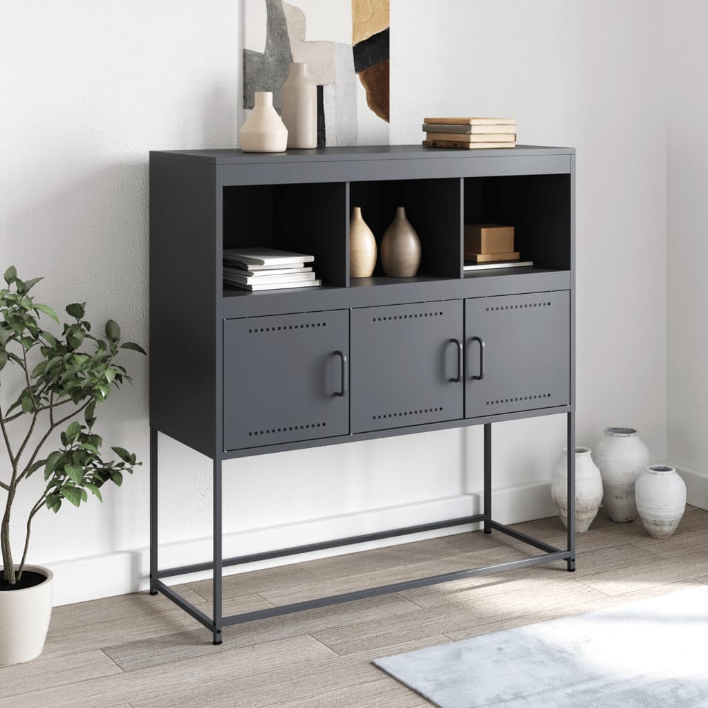Skjenk antrasitt 100,5x39x107 cm stål