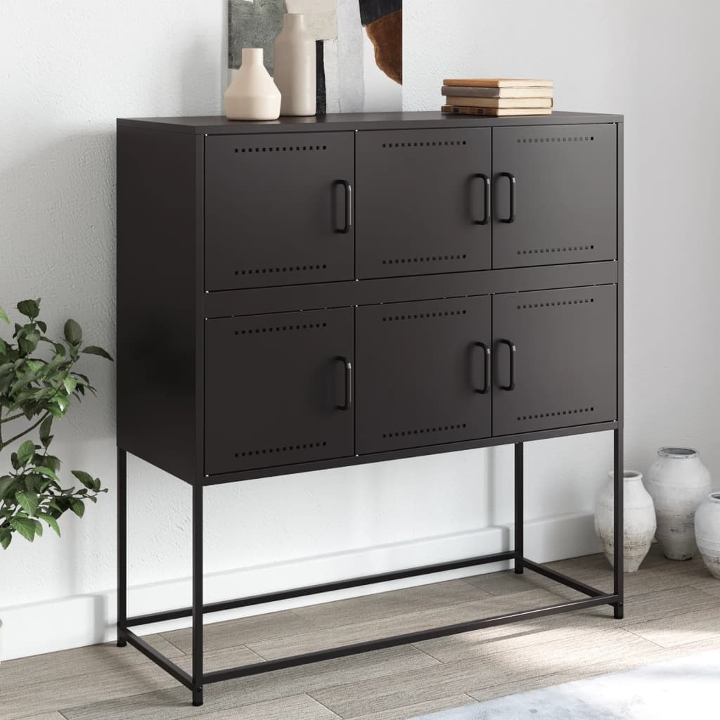 Skjenk svart 100,5x39x107 cm stål