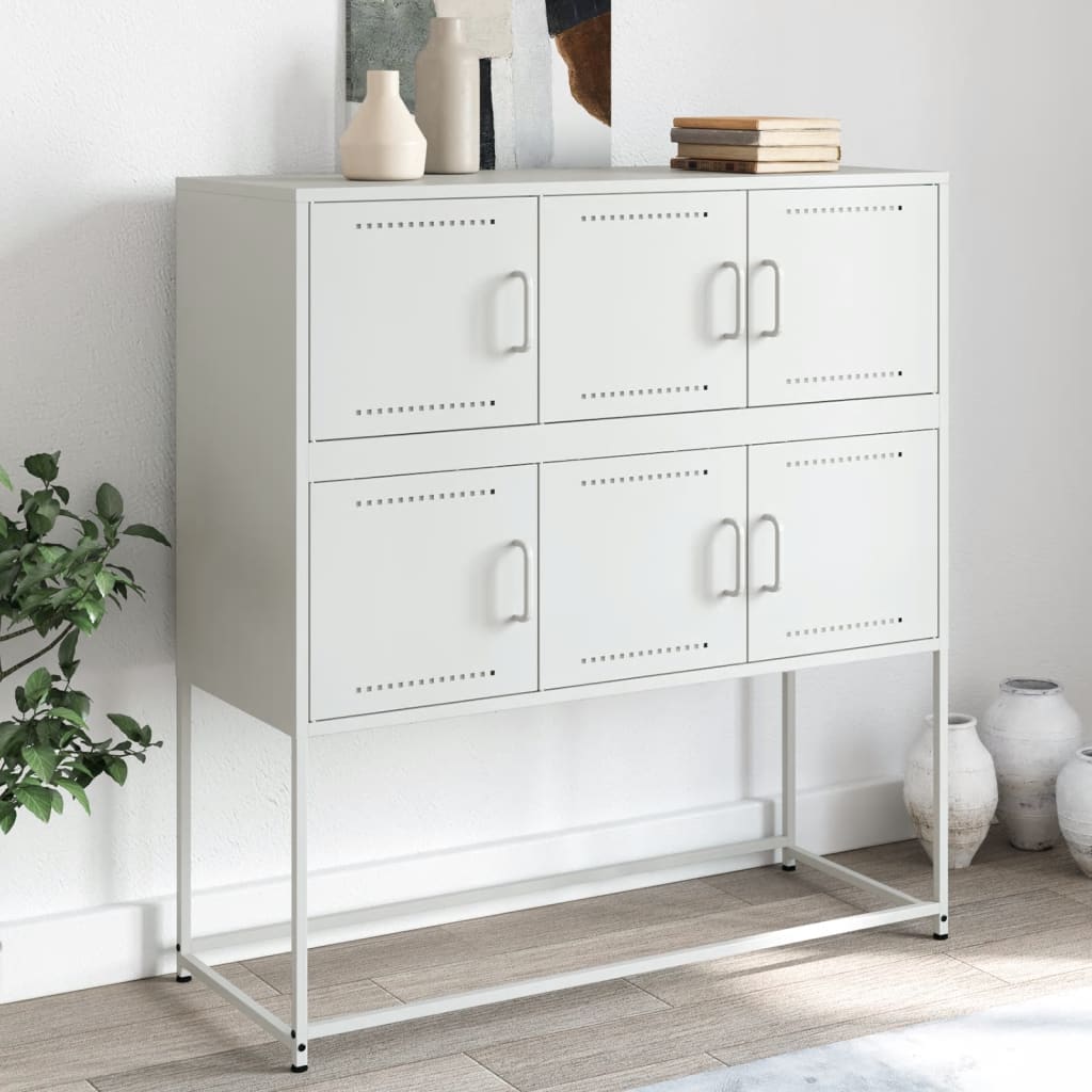 Skjenk hvit 100,5x39x107 cm stål